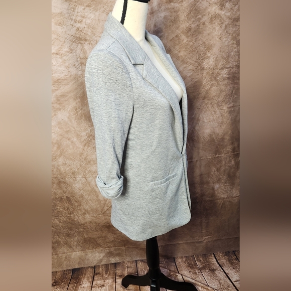 Forever 21 Heather Gray Knit Blazer – Ruched Sleeve – Size S - Picture 3 of 8